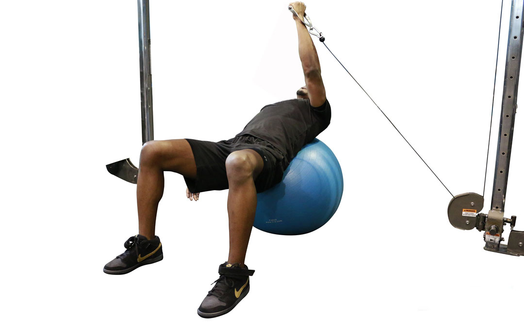 Cable One-Arm Fly Stability Ball — demonstration 2