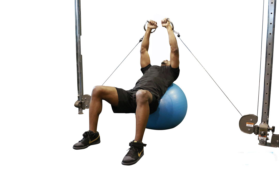 Cable Chest Press Supine Stability Ball — demonstration 2