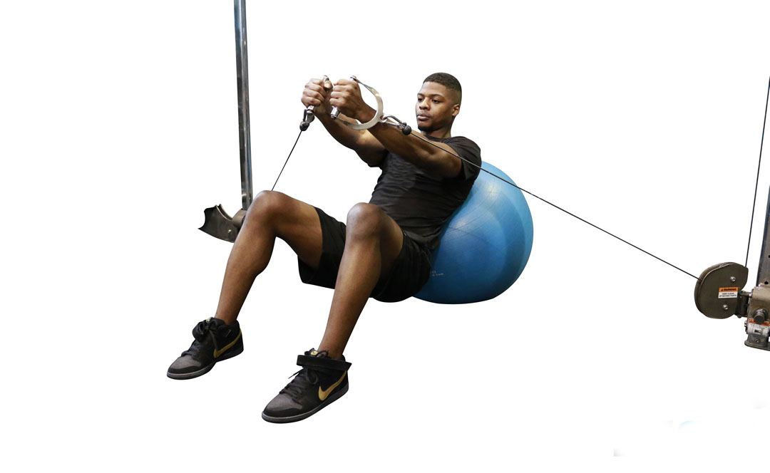 Cable Incline Fly Stability Ball — demonstration 2