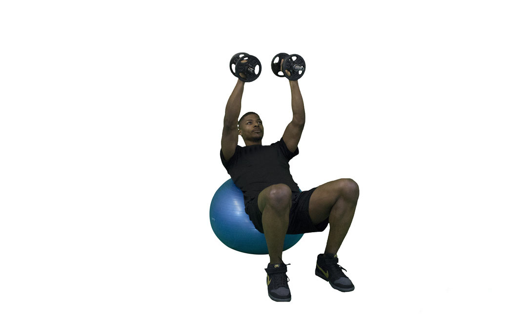 Dumbbell Incline Hammer Press Stability Ball — demonstration 2