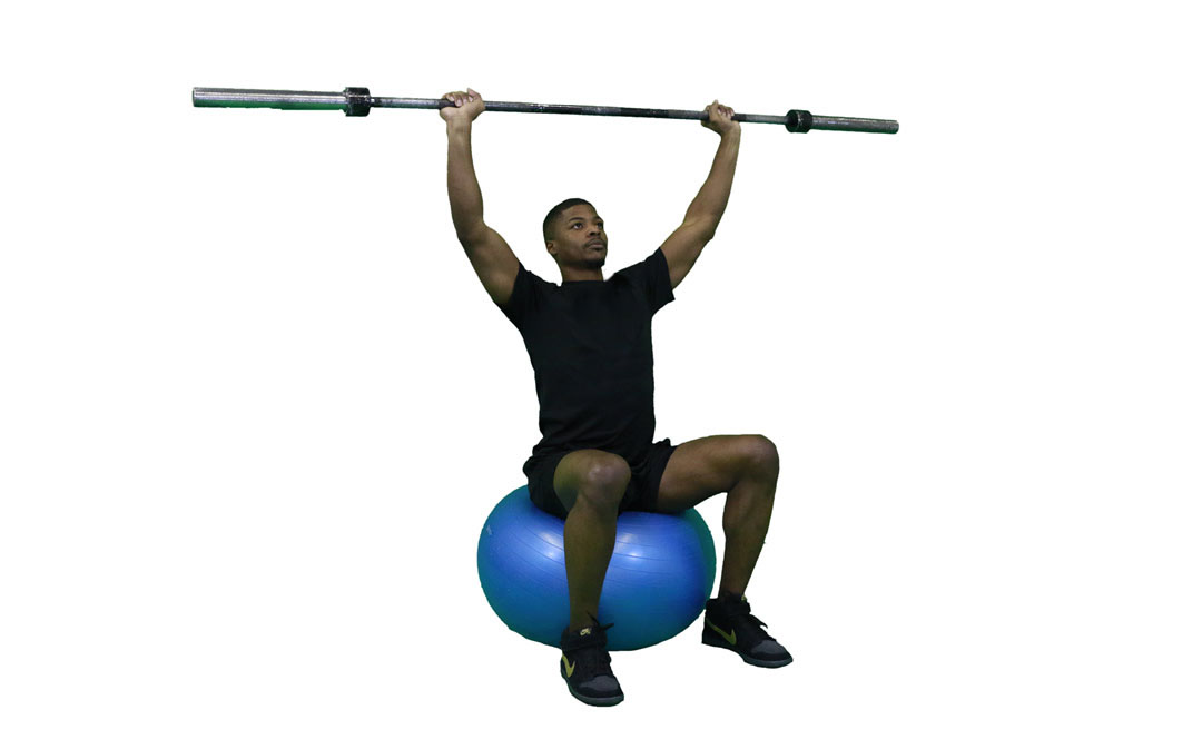 Barbell Press on Stability Ball — demonstration 2