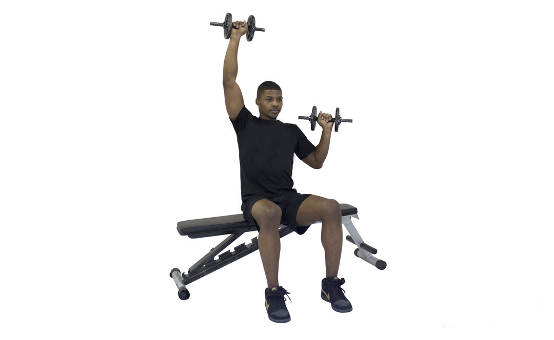 Dumbbell Seated One-Arm Shoulder Press — demonstration 2