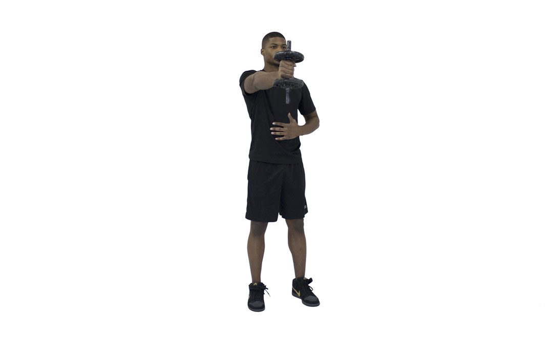 Dumbbell One-Arm Front Raise — demonstration 2