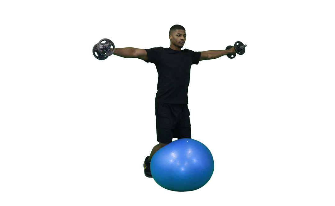 Dumbbell Kneeling Lateral Raise Stability Ball — demonstration 2