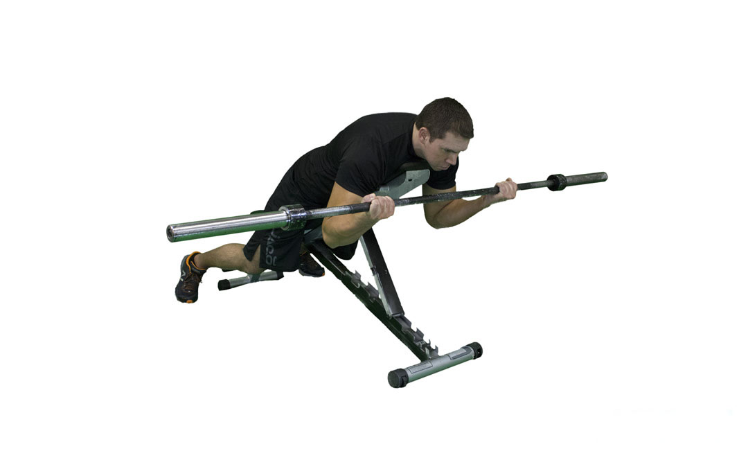 Barbell Curl Against an Incline — demonstration 2