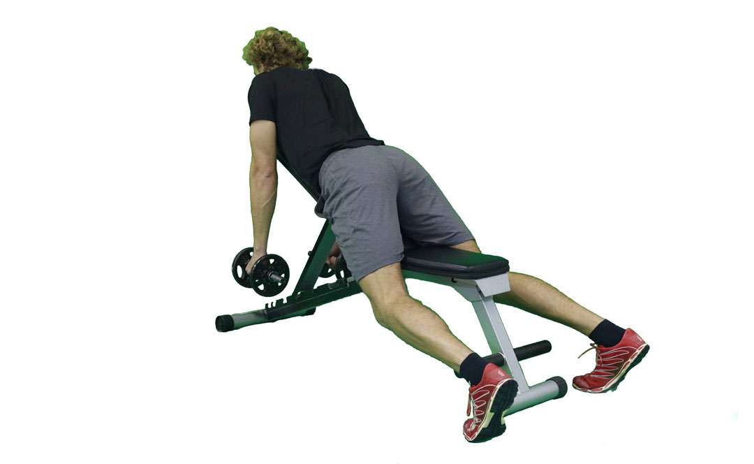 Dumbbell Prone Incline Shrug — demonstration 2