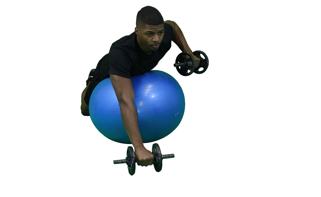 Dumbbell Alternating Row Stability Ball — demonstration 2