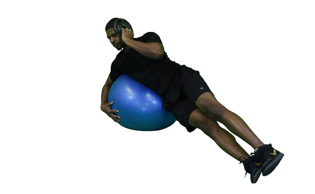 Stability Ball Weight Plate Side Bend — demonstration 2