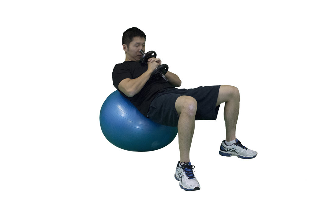 Stability Ball Dumbbell Sit-Up — demonstration 2