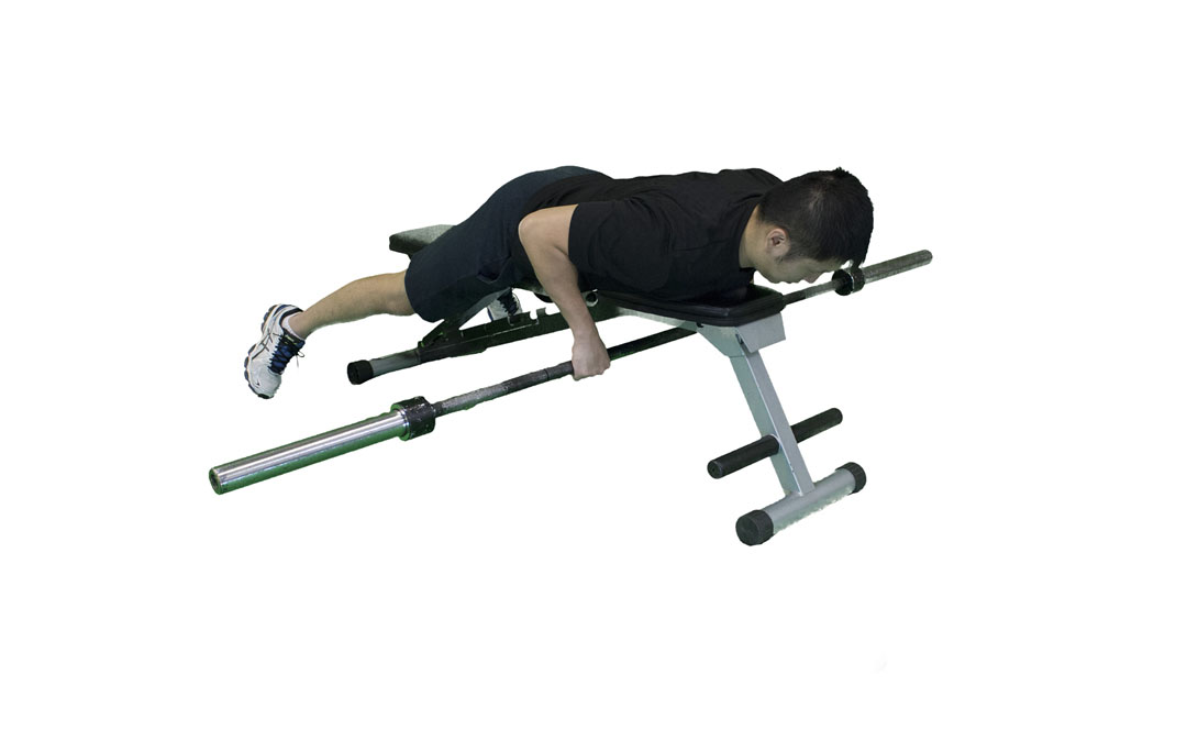Barbell Cambered Row Prone — demonstration 2