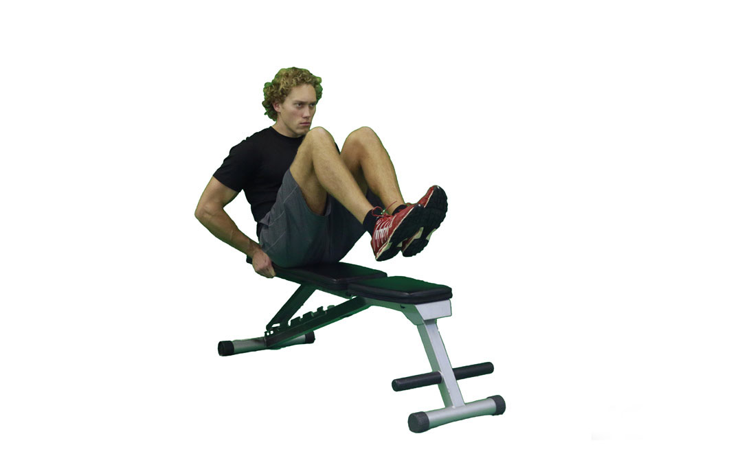 Seated Bench Leg Pull-In — demonstration 2