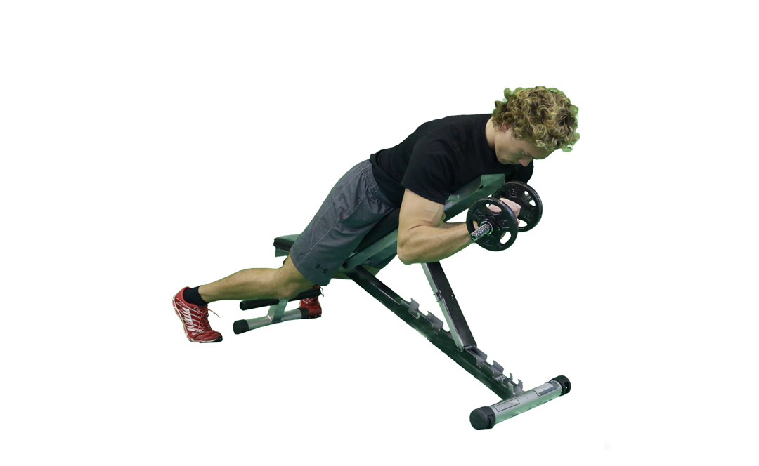 Curl araña inverso unilateral con mancuerna — demostración 2