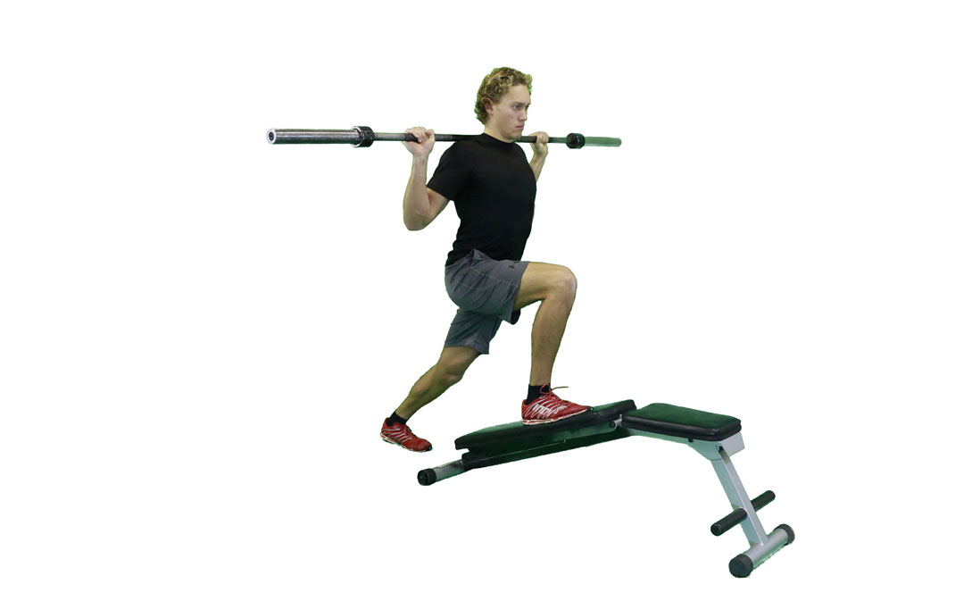 Barbell Decline Bench Lunge — demonstration 2
