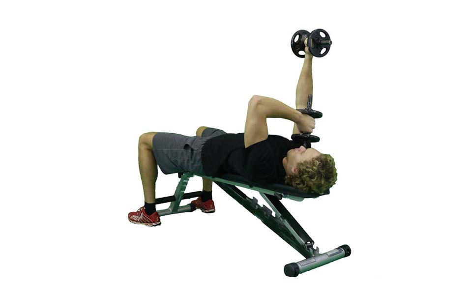 Dumbbell Cross Tricep Extension Supine — demonstration 2