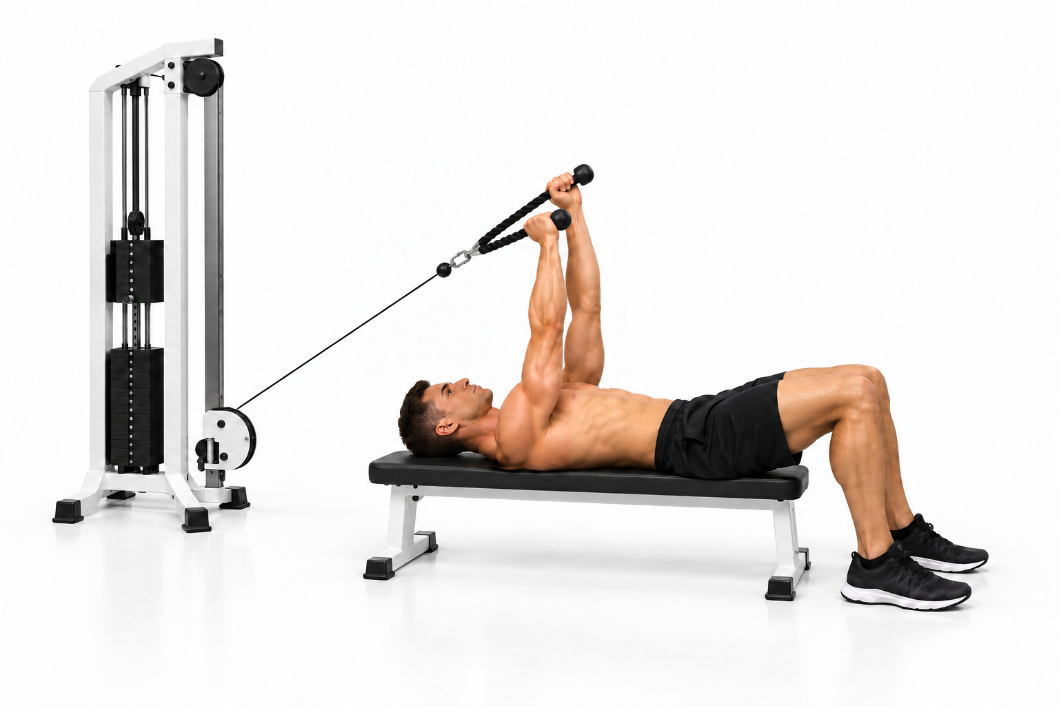 Cable Rope Supine Tricep Extension — demonstration 2